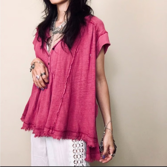 Free People Raspberry Boho Blouse - Picture 2 of 13